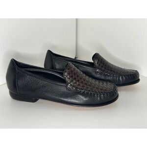 Cole Haan,‎ Felissa Leather Woven Loafer, Black/Siena, Womens Size 7